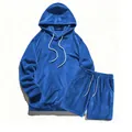 Heren koningsblauw koraal fleece hoodie en shorts lounge set, zachte SKU-variant. - S / Boven- En Onderstuk / Blauw
