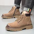 Bottines Martin classiques en cuir marron pour hommes avec semelle antidérapante - 38 / Doublure Normale (7373) / Marron
