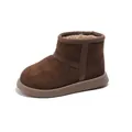 Brown children's winter snow boot with warm plush lining and non-slip rubber sole - Brown