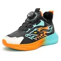 Warm children's winter sports sneakers with rotating buckle and plush lining for boys - 28 / Black Orange Floral