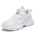 Boys breathable white dad sneakers featuring an easy rotary dial lacing system for kids - 31 / White