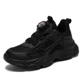 All-black breathable boys sports sneakers featuring a convenient rotary buckle dial system - 31 / Black