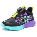 Warm purple and cyan children's winter sports shoes with fleece and rotary buckle - 28 / Black Purple