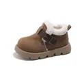 Bottes d'hiver marron pour enfants avec doublure en peluche chaude et boucle décor - Taille 22-26 / Lot de 5 / Kaki