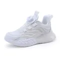 Scarpe da corsa per bambini in mesh traspirante bianco con sistema a fibbia rotante regolabile - Bianco