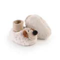 Close-up detail of plush baby winter walking shoes with a cute 3D cartoon dog design - Inner Length 13cm / Cartoon Dog (6192-1)