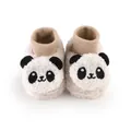 Macro detail view of soft winter fleece baby booties featuring cute 3D panda design - Insole Length 11cm / Apricot Panda (6192-4) / Apricot