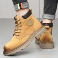 Bottes Martin classiques en daim jaune pour hommes avec semelle épaisse crantée - 39 / Plush Lining (7373) / Jaune