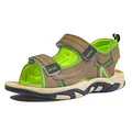 Robuste Jungen Sandalen in Khaki und Neongrün mit zwei sicheren Klettverschlüssen - Größe 25 (Innenlänge 16.3cm) / Sportlicher Freizeitstil (h218) / Fluoreszierendes Grün