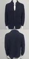 Donkerblauwe herencardigan met wafelgebreide opstaande kraag, voor- en achterkant - S / Tops / Marineblauw