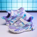 Leichte atmungsaktive Mädchen Sportschuhe mit lila Farbverlauf und Mesh-Design - Lila Leder-Oberfläche