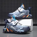 Stylische blaue Leder-Sneaker für Jungen mit weicher Sohle und Klettverschluss-Design - 28 / Denim-Blau