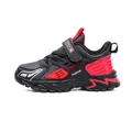 Zapatillas de correr para niños en cuero negro y rojo con suela blanda y flexible - 28 / Negro Rojo