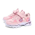 Cute pink lightweight running sneakers for girls with heart patterns for kids age 7-12 - Pink