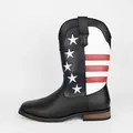 Stylische Western-Cowboystiefel für Herren mit US-Flaggen-Sternen und Streifenmuster - 7 / Schwarz