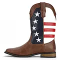 Herren Western-Cowboystiefel mit amerikanischer Flagge und Sternen aus Lederoptik - 7 / Dunkelbraun