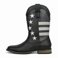 Herren-Westernstiefel aus schwarzem Leder mit weißen Sternen und grauen Streifen - 7 / Schwarzgrau (6661)