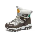 Warm fleece-lined winter snow boots for boys in brown and white - 29 / Beige Brown
