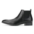 Sleek black men's Chelsea boots featuring a small square toe and elastic side gusset - 40 / Black PU