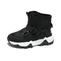 Boys black camouflage warm winter snow boots with thick fleece lining and buckle strap - 28 / Black