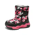 Bottes de neige chaudes pour enfants avec motif camouflage rose et doublure peluche. - 28 / Camouflage Rose Rouge
