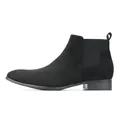 Classic black suede men's Chelsea boots featuring a square toe and elastic side panels. - 40 / Black Microfiber