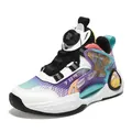 Boys' breathable basketball shoes with dragon pattern and rotary dial lace system - 31 / Rotary Buckle (9806) / Purple