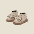 Beige gepunktete Prinzessinnen-Stiefel für kleine Mädchen mit Schleife und Goldherz. - Innenlänge 11.5cm / Beige (M48MBX273)