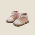 Rosa und cremefarbene Prinzessinnen-Stiefeletten für Kleinkinder mit Schleife und Reißverschluss - Innenlänge 12.0cm / Farbblock-Schleifenstil (M13MBX8777) / Rosa