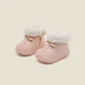 Warm pink winter toddler snow boots with faux fur collar and soft anti-slip walking soles - Inner Length 11cm / Quilted Zipper Style / Pink (M58MBX829)