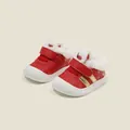 Red baby winter snow boots with soft sole and plush lining for toddlers - Internal Length 12.5cm / Embroidered First Walker Style (M58MBX23807) / Red