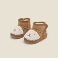 Cute brown toddler winter snow boots with white sheep face design and soft sole - Inner Length 11cm / Lamb Wool Animal Style (MBX82215) / Camel