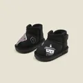 Black toddler snow boots with cute cartoon bubble tea patches and soft warm soles - Inner Length 12.0cm / Cartoon Patch Velcro Style / Black (M2MBX357)