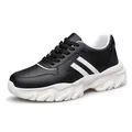 Black and white chunky platform sneakers with 6cm height increase for men and women - 35 / Black Women's Style
