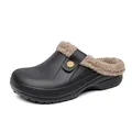 Black winter clogs with warm fleece lining for men and women indoor and outdoor use - 35 / Black Khaki