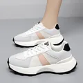 Eleganti sneakers chunky bianche e rosa da donna con suola platform spessa antiscivolo - bianco-rosa
