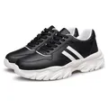 Modern black and white platform sneakers with a chunky sole and 6cm height increase feature - 35 / Black Men Style