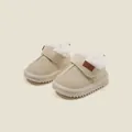 Beige warm winter toddler snow boots with soft sole and faux fur lining for walking - Inner Length 12.0cm / Velcro Style / Beige (M58MBX857)