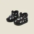 Cozy black winter toddler snow boots with rabbit print and soft first-walker soles - Inner Length 12.0cm / Quilted Rabbit Style / Black (M15MBX85101)