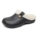 Bequeme, warm gefütterte Winter-Clogs für Damen und Herren in klassischem Schwarz - Schwarz Weiß