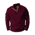 Sudadera de color burdeos para hombre con textura jacquard y cuello alto con botones - Burdeos