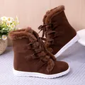 Bottes de neige marron pour femmes avec doublure en fourrure épaisse et semelles blanches - 36 / Café
