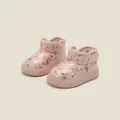 Warm pink toddler winter snow boots featuring cute bear prints and soft fleece lining - Inner Length 12.0cm / Quilted Zipper Style / Pink (M15MBX5615)
