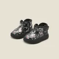 Warm black quilted toddler snow boots with cute cartoon bear pattern and soft anti-slip soles - Inner Length 12.0cm / Cartoon Quilted Style (M15MBX5615) / Black