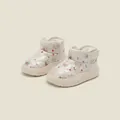Warm cream quilted toddler snow boots with cute bear pattern and soft fleece lining - Inner Length 12.0cm / Colorful Bear Quilted Style (M15MBX5615) / Beige