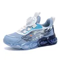 Boys lightweight athletic sneakers with rotary dial lacing system in light blue and navy - Light Blue Mesh