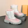 Botas de nieve rosas iridiscentes para niños con forro cálido y suela antideslizante - 28 / Rosa Brillante