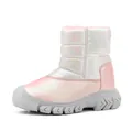 Warme rosa holografische Winter-Schneestiefel für Kinder mit dicken rutschfesten Sohlen - 28 / Schillerndes Rosa
