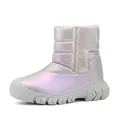 Irisierende Winterstiefel für Kinder mit warmem Futter und rutschfester Gummisohle - 28 / Glänzendes Grau
