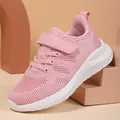 Lichtgewicht roze mesh hardloopschoenen voor meisjes met handige klittenbandsluiting - Roze